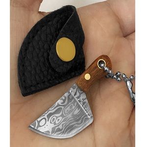 Mini Damascus Knife w/Design Keychain